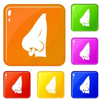 Human nose with piercing icons set vector color Stock Illustration