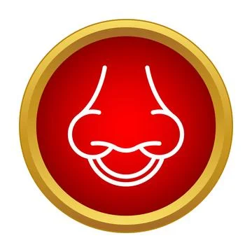 Human nose with septum ring in red circle icon Stock Illustration