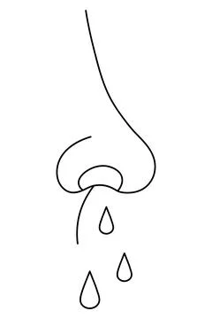 Human nose. Side view. Sketch. The patient has a runny nose. Stock Illustration