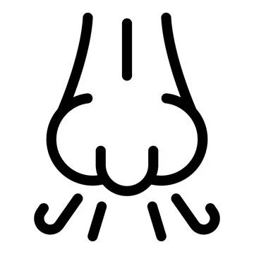 Human nose smelling stinking odor outline icon vector Stock Illustration