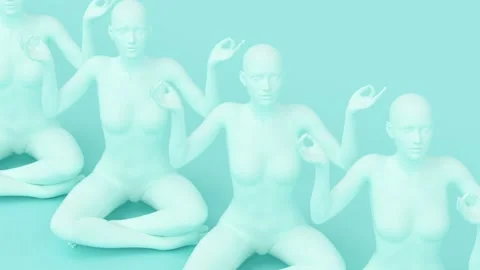 Human nude elegant posing figure, zen meditation, relax yoga lotus sitting asana Stock Footage 180650667