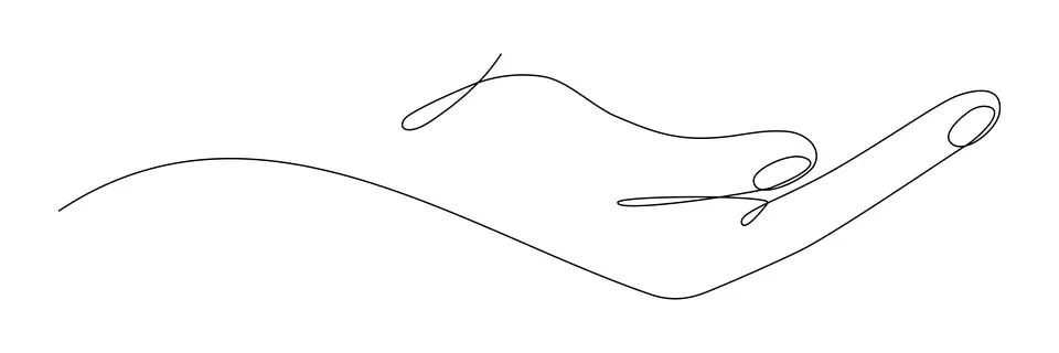 Human open hand continuous line art drawing. Stock Illustration