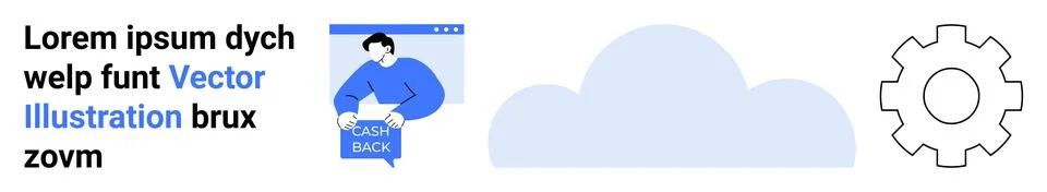 Human operating desktop, cloud icon, gear cog. Ideal for cloud computing, IT  Stock Illustration