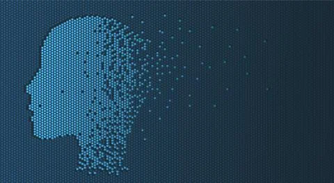 Human or robot digital head formed by pixels. Stockillustratie