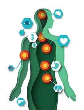 Human organ problems paper cut vector icon Stock Illustration