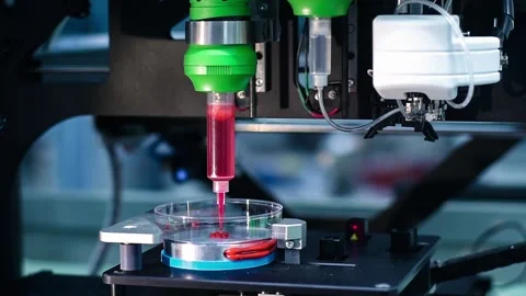 Human organ tissue printed by 3d printer. Bioprinting regenerative medicine Stock Footage 147448863