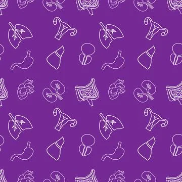 Human organs seamless pattern. Pattern on the medical theme of the organs Lun Stock Illustration