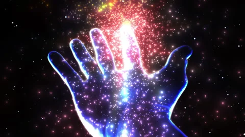 Human palm with energy particle effect Stock Footage 293534553