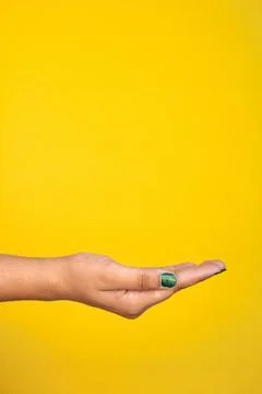 Human Palm Raised in Supportive Pose for Branding Stock-Fotos