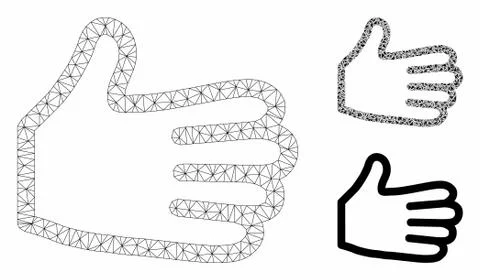 Human Palm Vector Mesh Carcass Model and Triangle Mosaic Icon Illustrazione stock