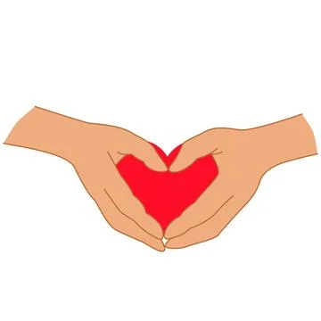 Human palms form heart colored icon Stock Illustration