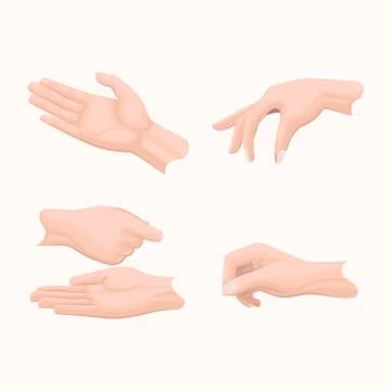 Human Palms Holding Gestures Flat Vectors Set Stock Illustration