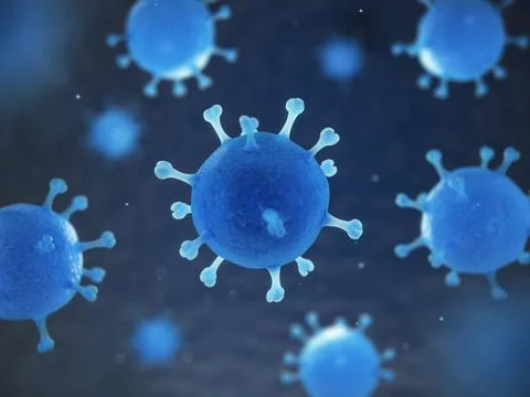 Human pathogenic virus and bacterias under microscope. Viral disease. Huma... Stock Photos