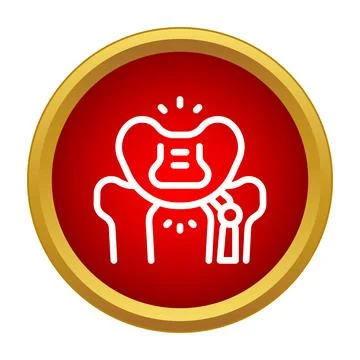 Human pelvic bone and hip joint pain icon Stock Illustration