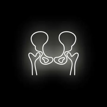 Human pelvic bones neon glowing line art 스톡 일러스트
