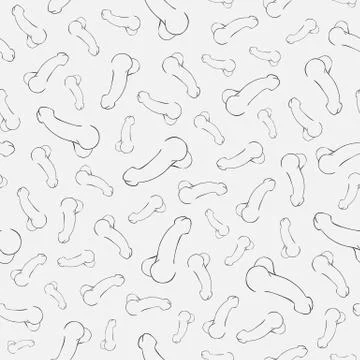 Human penis illustration, seamless pattern Illustrazione stock