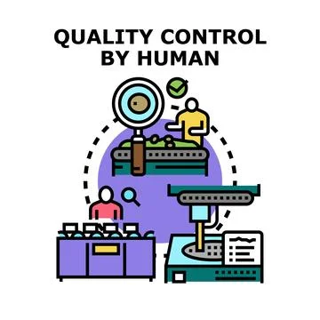 Human performing quality control for product manufacturing Stock Illustration