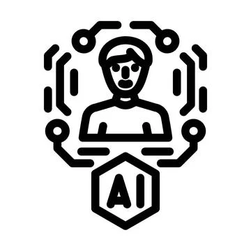 Human person processing artificial intelligence data icon Stock-Illustration