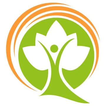 Human, person as a tree, human, tree and sun logo, icon Stock Illustration