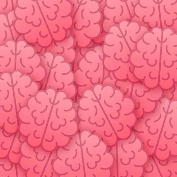 Human pink brain sticker pattern. Thinking process, brainstorming, good idea Stock Illustration
