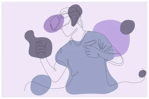 Human Playing Virtual Reality Games Background Vector Stock Illustration
