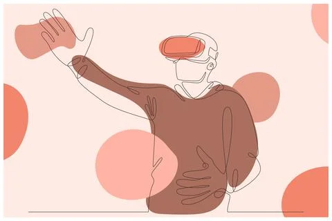 Human Playing Virtual Reality Games Background Vector Stock Illustration