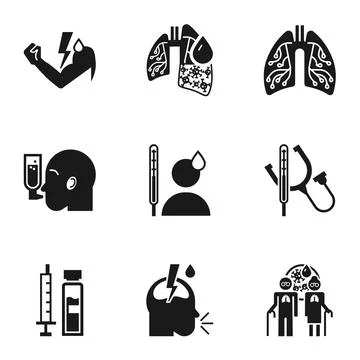 Human pneumonia icon set, simple style Illustrazione stock