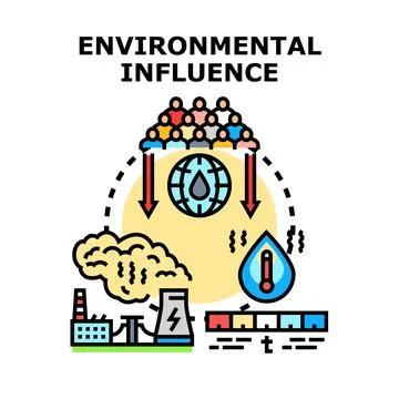 Human population impacting global environment and climate change Stock Illustration
