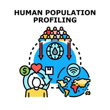 Human population profiling collecting demographic data analytics Stock Illustration