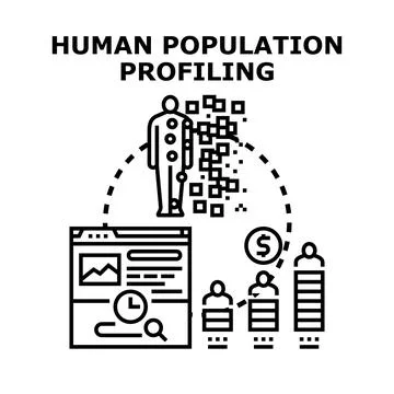 Human population profiling collecting demographic data analysis Stock Illustration