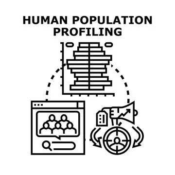 Human population profiling for demographic analysis and segmentation Stock Illustration