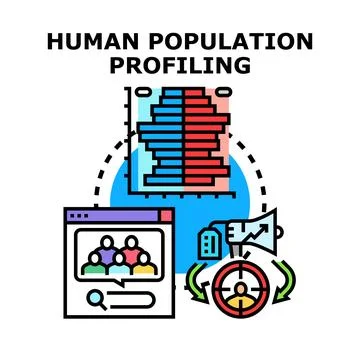 Human population profiling for demographic analysis and segmentation Stock Illustration