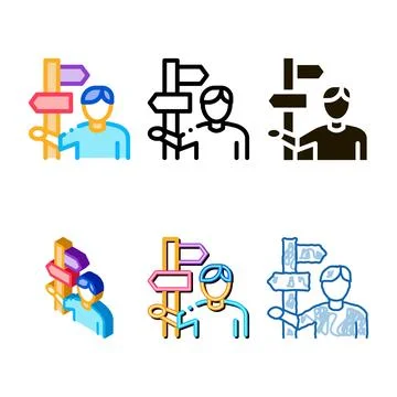 Human post column icon vector series outline Stock Illustration