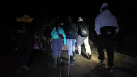 Human-powered trolley service at Mount Ijen in East Java. Stock Footage 345198716