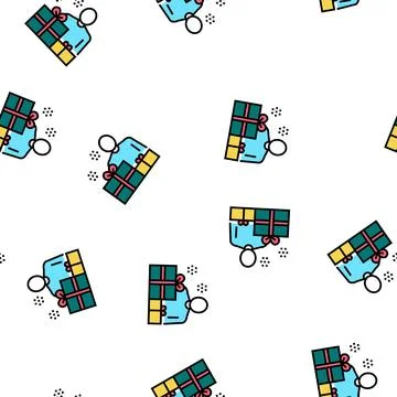Human with presents vector seamless pattern Illustrazione stock