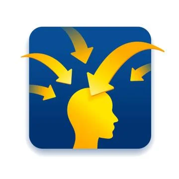 Human profile with arrows inside his head Stock Illustration