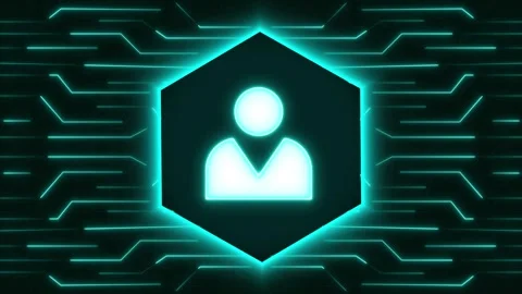 Human profile avatar glows inside a geometric high tech cyber matrix. Biome.. Stock Footage 340528327