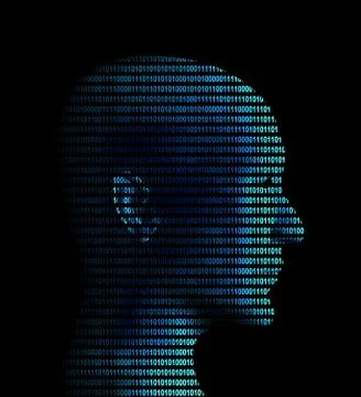 Human profile from a binary code Stock Illustration