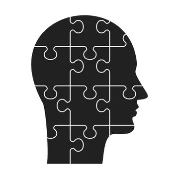 Human profile concept. Man head made up of puzzle pieces. Stock Illustration