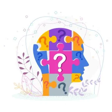 Human profile concept. Man head made up of puzzle pieces. Stock Illustration