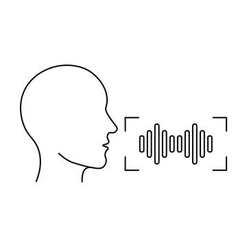 Human Profile with Digital Sound Wave. Ediable stroke. Stock Illustration