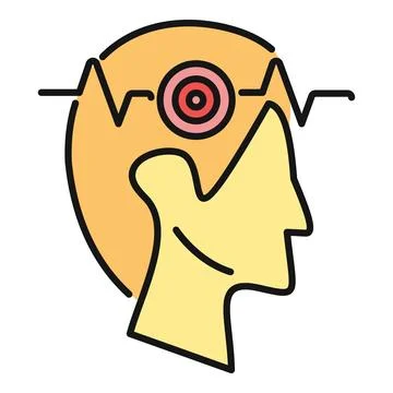 Human profile experiencing headache migraine pain illustration Иллюстрация