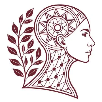 Human Profile Fused With Abstract Patterns Modern (1) vector illustration d.. Stock Illustration