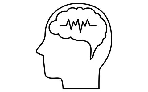 Human profile icon, brain activity, brain waves Stock Illustration