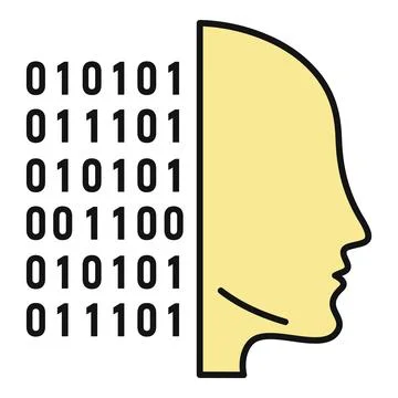 Human profile merging with binary data code イラスト素材