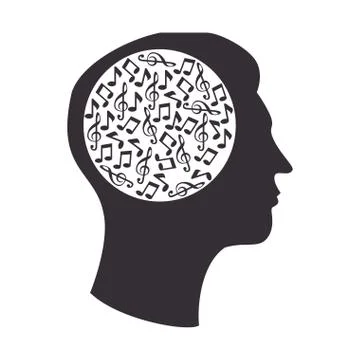 Human profile with musical notes pattern 스톡 일러스트