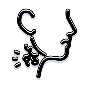Human profile with swollen lymph nodes in neck Stock Illustration