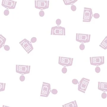 Human prostration low battery glyph seamless pattern Stock Illustration