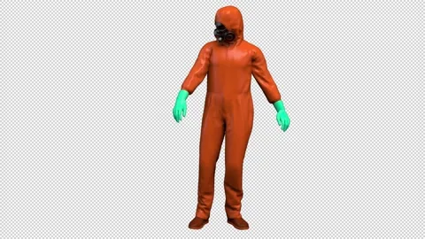 Human in protective suit - 3d render looped with alpha chnnel. Stock Footage 167546531