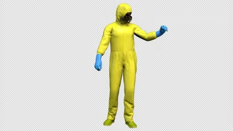 Human in protective suit - 3d render looped with alpha chnnel. Video stock 167546629